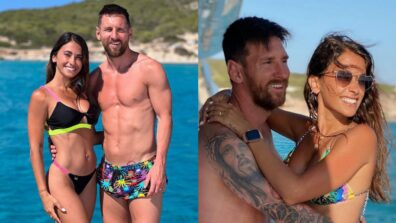 Antonela Roccuzzo and Lio Messi made Ibiza go wild with their fluorescent swimwear