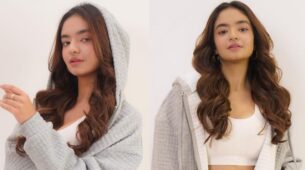 Anushka Sen flaunts white bralette top and curvaceous midriff in grey shorts and jacket, we are going bananas