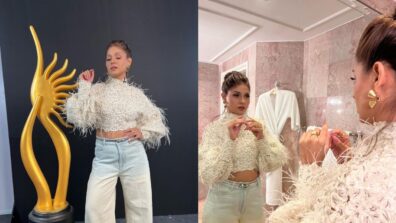 Sunidhi Chauhan Look Heartthrob In White Feathery Crop Top Paired With Dual Color Denim Pants For IIFA 2023 Press Conference