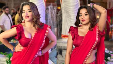 Monalisa Looks Piping Hot In Red Saree, Giving Us 90s Vibes 