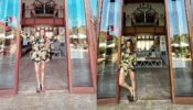Malaika Arora looks gorgeous in a black and gold Versace Print silk pajama shirt