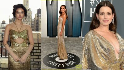 Camila Mendes Vs. Jessica Alba Vs. Anne Hathaway: Who Is Bewitching In A Golden Sequin Dress?