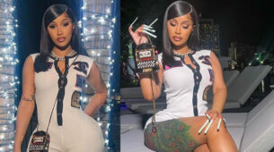 Check Out: Cardi B Posts a Series of Images Wearing a Skintight White Dress at the poolside
