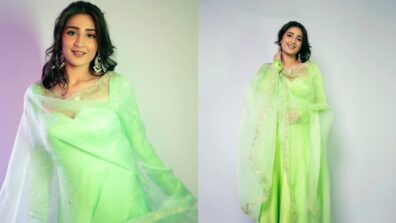 Dhvani Bhanushali Turns An Ethnic Queen Nailing The Green Silk Anarkali