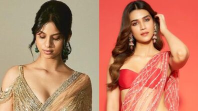 Suhana Khan In Golden Or Kriti Sanon In Hot Pink: Who Is Bewitching In Falguni Shane Peacock See Through Saree With Feathers?