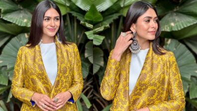 In pics: Mrunal Thakur dazzles in a blue pant and tapestry coat outfit