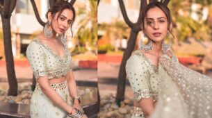 In pics: Rakul Preet Singh shares a traditional look in a sage green embellished lehenga