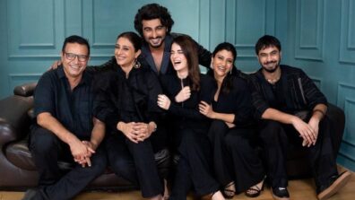 In pics: Tabu shared a picture with Arjun Kapoor, Radhika Madan, and the team in black attire for the Kuttey promotion