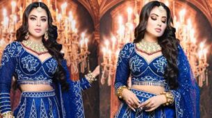 In pics: Urvashi Rautela Looks Exquisite in Royal Blue Lehenga