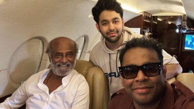 In picture: Rameen shared a picture with A R Rahman and Rajinikanth on flight