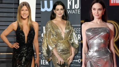 Jennifer Aniston, Anne Hathaway To Angelina Jolie: Top Actresses Sparkling In Gold Sequin Embellished Gowns