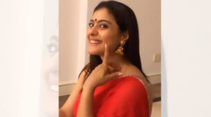 Kajol Devgan dazzles in red saree, says still in Xmas mode