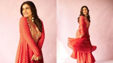 Kajol Sizzles In Tangerine Polka Dots Anarkali Salwar Suit In Filmy Vibes; See Pics