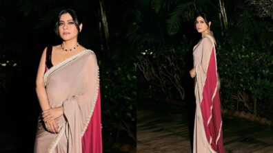 Kajol Sparkles In Red And Pink Saree With Purple Velvet Blouse