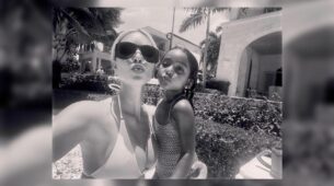 Kim Kardashian and daughter North West pose with identical pouts for selfies