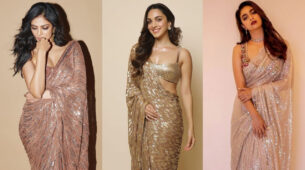 Malavika Mohanan, Kiara Advani, and Keerthy Suresh Go All Shimmer And Shine Embracing Stunning Glittery Sarees