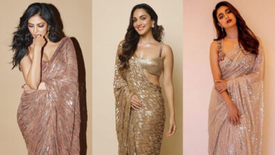 Malavika Mohanan, Kiara Advani, and Keerthy Suresh Go All Shimmer And Shine Embracing Stunning Glittery Sarees