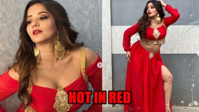 Monalisa looks spicy hot in latest sultry red dress, fans feel the heat