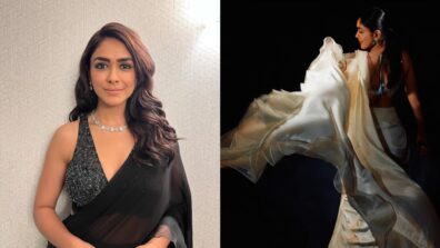 Mrunal Thakur’s Statement Style In Ruffle Saree With Shimmery Bralette Blouse