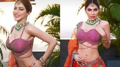 Nikki Tamboli stabs hearts in plunging neckline blouse, flaunts curvaceous midriff like queen