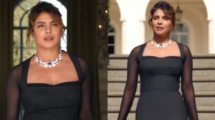 Priyanka Chopra is all smiles in black bodycon dress, looks sizzling in expensive Bulgari jewellery