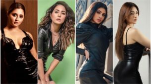 Rashami Desai, Hina Khan, Mouni Roy, And Mahira Sharma Oozing Black Hotness In Electrifying Leather Dress
