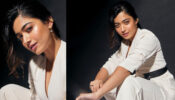 Rashmika Mandanna looks radiant in an all-white loose-fitting trouser outfit