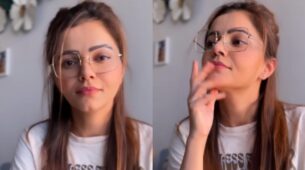 Rubina Dilaik’s itty-bitty mini in red and black looks tempting