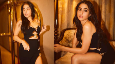 Sara Ali Khan looks scorching hot in a black high-slit outfit, Have a look