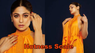 Shamita Shetty’s orange gown explodes the hotness scale, Have a look
