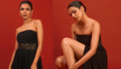 Shriya Pilgaonkar exudes elegance in a black gown with thigh-high slit outfit
