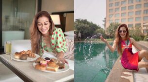TMKOC diva Sunayana Fozdar is busy relishing yummy desserts inside hotel room, check out