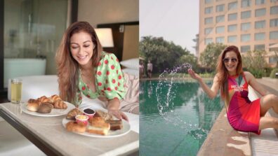 TMKOC diva Sunayana Fozdar is busy relishing yummy desserts inside hotel room, check out