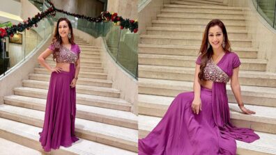 TMKOC fame Sunayana Fozdar is reception ready, looks droolworthy in gorgeous purple shimmery lehenga