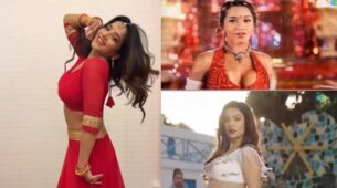 Uff Haye Garmi: Bhojpuri babe Monalisa looks sizzling hot in red blouse and saree, performs to Divya Agarwal’s ‘Resham Ka Rumaal’