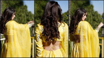 Urvashi Rautela’s sunflower vibes in yellow backless lehenga will stab hearts