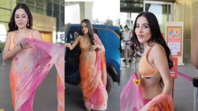 Video Viral: Urfi Javed is dreamy divine in organza floral saree, sails off airport fashion goals