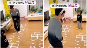 Viral Video: A Girl And Father Plays Hopscotch Kids Game On A Ram Sam Sam Song; Watch
