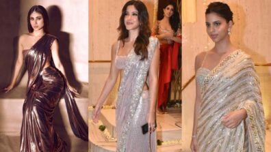 Wish to slay in handstitched metallic sarees? Mouni Roy, Suhana Khan and Shanaya Kapoor are your inspirations