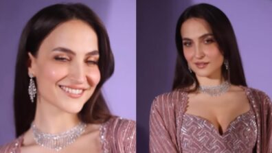 Elli Avram’s lilac shiny lehenga spells love