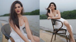Amyra Dastur Looks Smoking Hot In White Thigh High-Slit Glamorous Dress