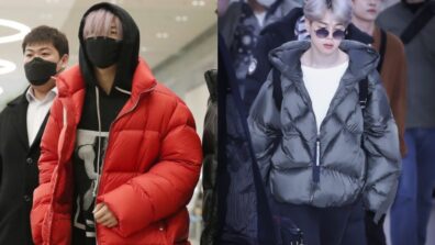 BTS RM, Jin, And Jimin’s Airport Looks In Puffer Jackets Are Charismatic