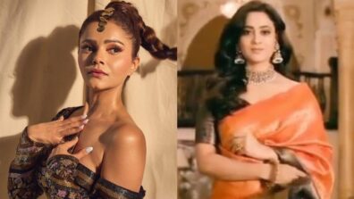 Desi Vs Videsi: Shweta Tiwari in desi saree Vs Rubina Dilaik in strapless golden shimmery outfit, who’s your favourite?