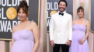 Golden Globes 2023: Kaley Cuoco flaunts her baby bump in gorgeous lilac gown