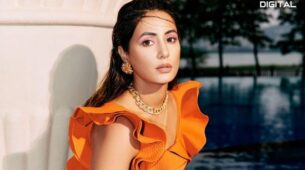 Hina Khan enraptures with glam in tangerine monokini