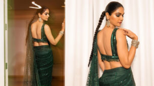 In Pics: Allu Sneha Reddy Looks Gorgeous In Dark Green Embroidered Netted Saree