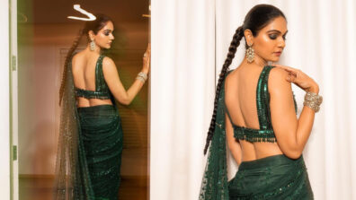 In Pics: Allu Sneha Reddy Looks Gorgeous In Dark Green Embroidered Netted Saree