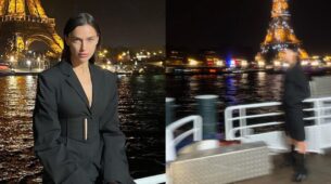 In Pics: Irina Shayk Looks Spectacular In Black Coat midi dress