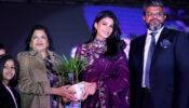 Jacqueline Fernandez Steals Our Heart In Grape Embroidered Drape Saree For Event