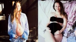 Kaley Cuoco flaunts her growing baby bump in swim suit, see pics